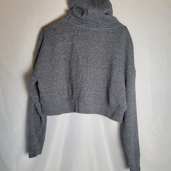 Calvin Klein Performance Gray Cropped Hooded Pullover Sweatshirt Size L Big Logo - Picture 5 of 9